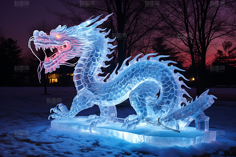 龙年冰雕旅游冰雪大世界摄影图