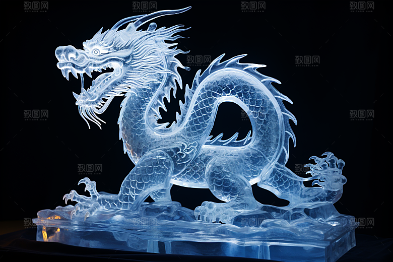 龙年冰雕东北高清摄影图