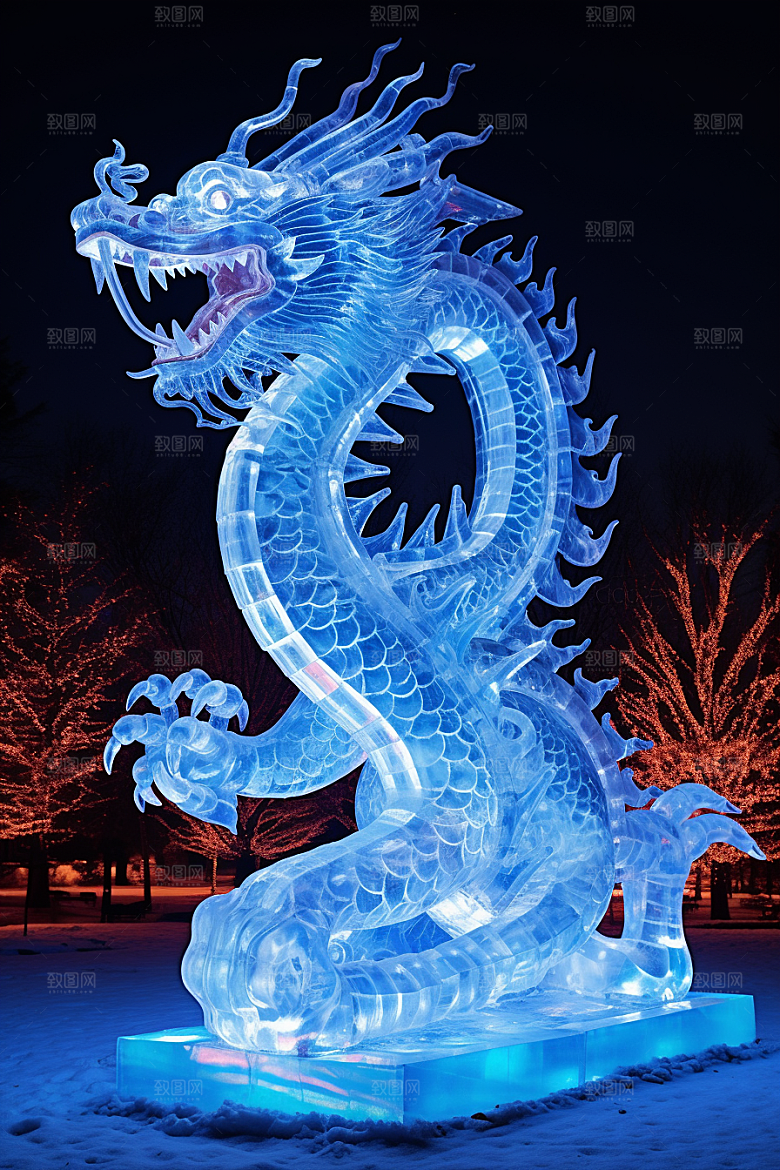 龙年冰雕东北冰雪大世界摄影图