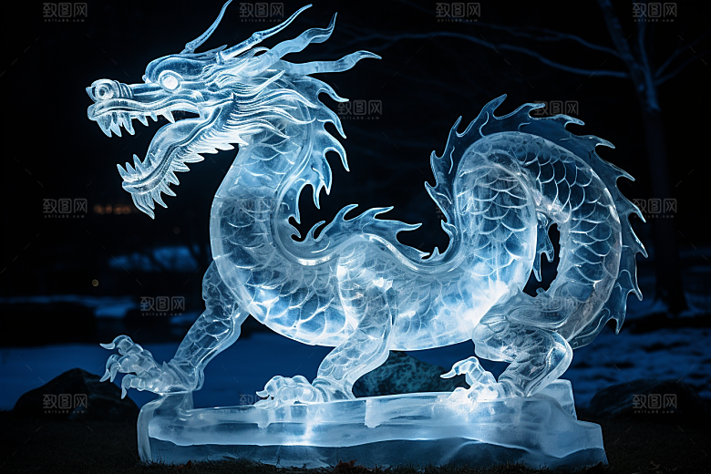 龙年冰雕哈尔滨东北摄影图