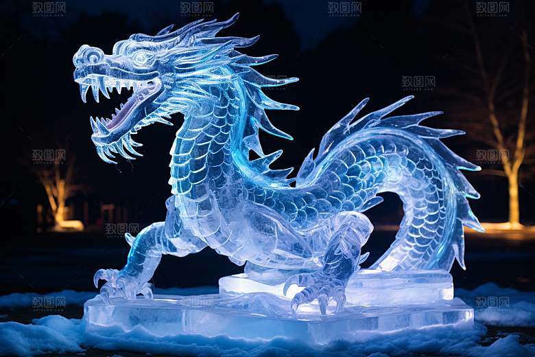 龙年冰雕哈尔滨旅游摄影图