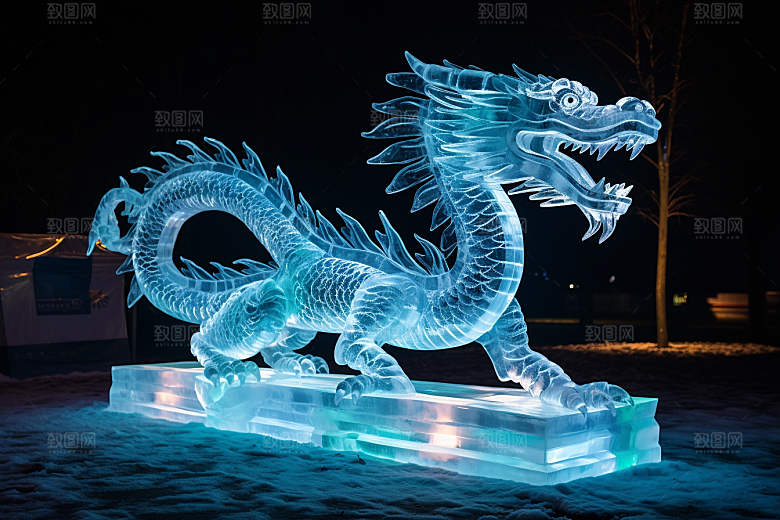 龙年冰雕旅游东北摄影图