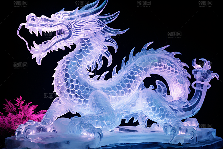 龙年冰雕艺术冰雕冰雪雕塑摄影图