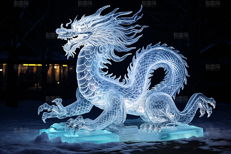 龙年冰雕旅游冰雪大世界摄影图