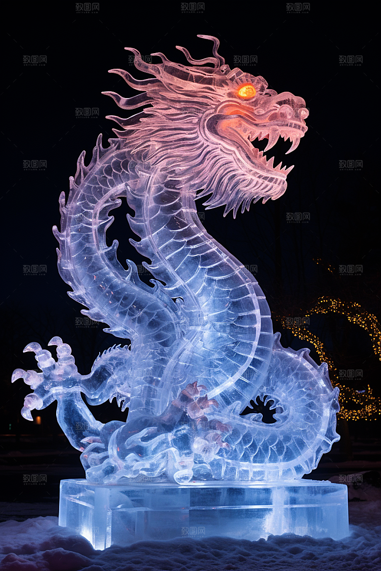 龙年冰雕哈尔滨高清摄影图