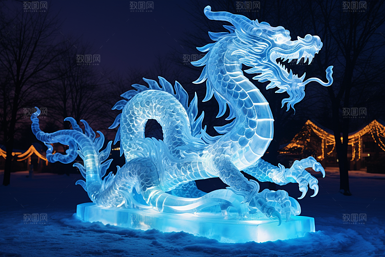 龙年冰雕冰雪大世界旅游摄影图