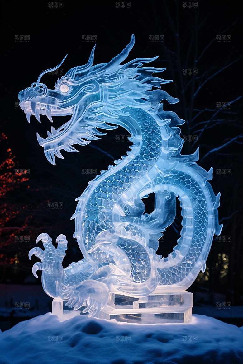 龙年冰雕艺术冰雕高清摄影图