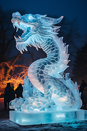龙年冰雕冰雪大世界冰雪雕塑摄影图