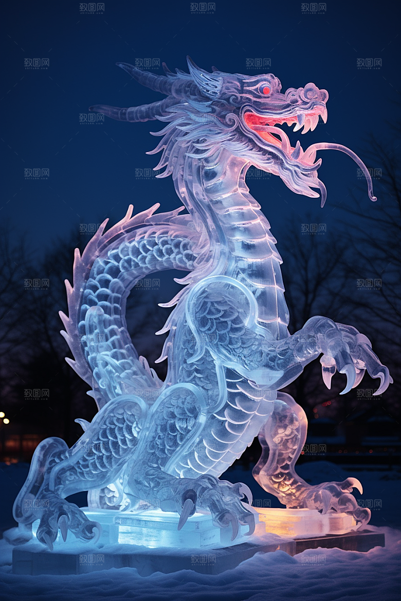 龙年冰雕艺术冰雕冰雪雕塑摄影图