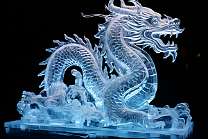 龙年冰雕冰雪雕塑旅游摄影图