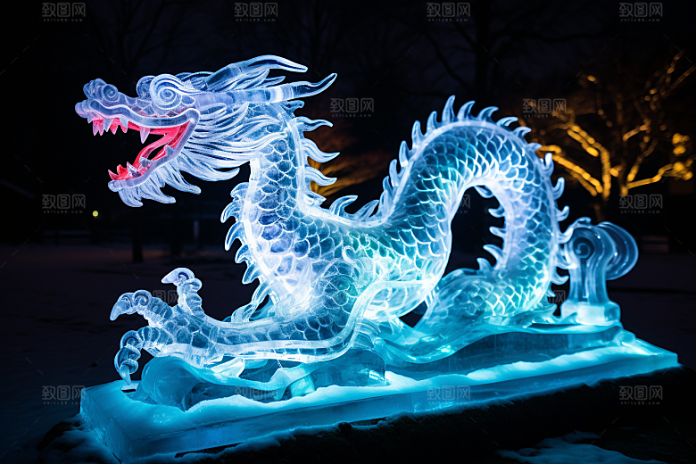 龙年冰雕冰雪大世界旅游摄影图