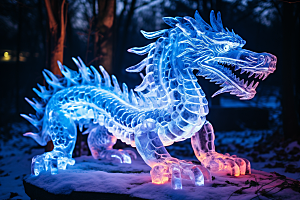 龙年冰雕冰雪大世界哈尔滨摄影图