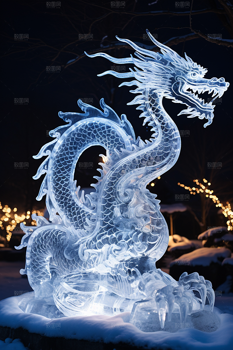 龙年冰雕艺术冰雕东北摄影图