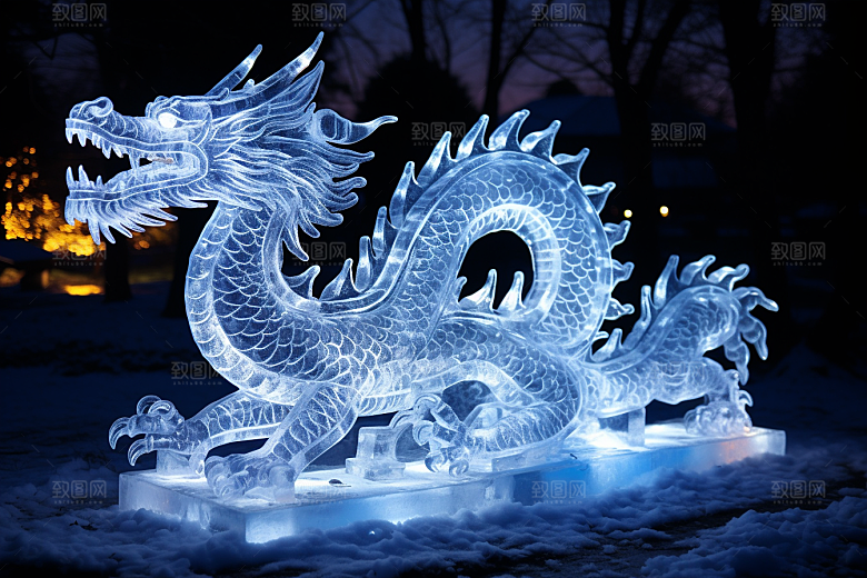 龙年冰雕旅游冰雪大世界摄影图