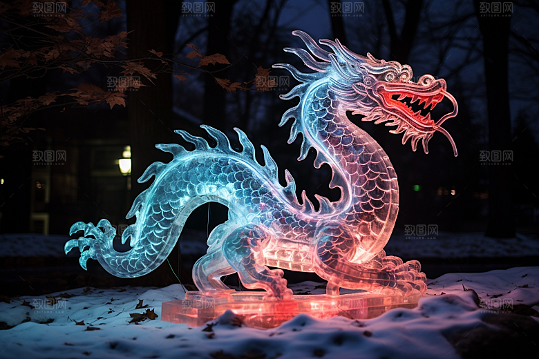 龙年冰雕冰雪雕塑东北摄影图