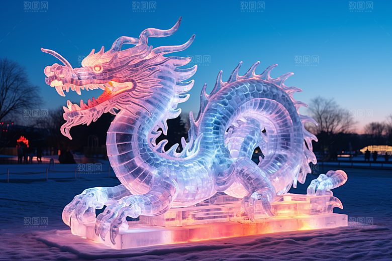 龙年冰雕冰雪大世界冰雪雕塑摄影图