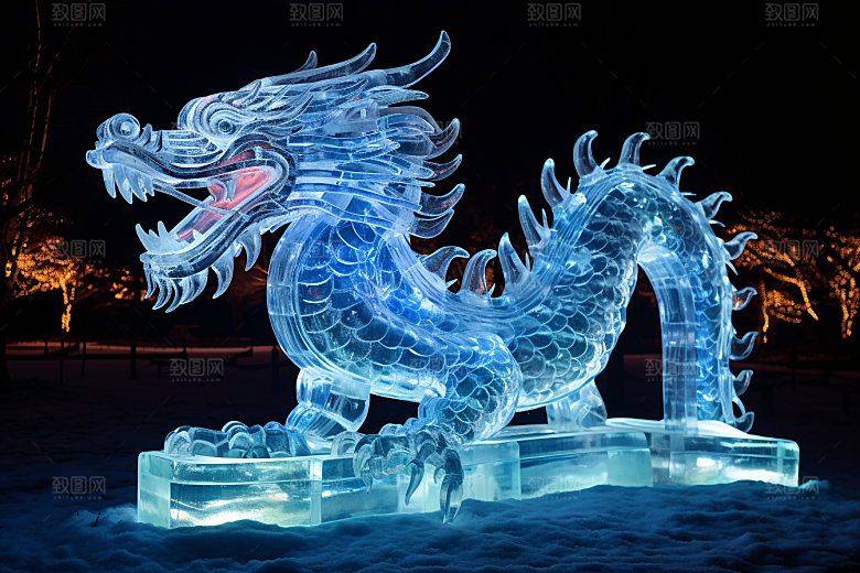 龙年冰雕旅游东北摄影图