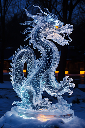 龙年冰雕艺术冰雕东北摄影图