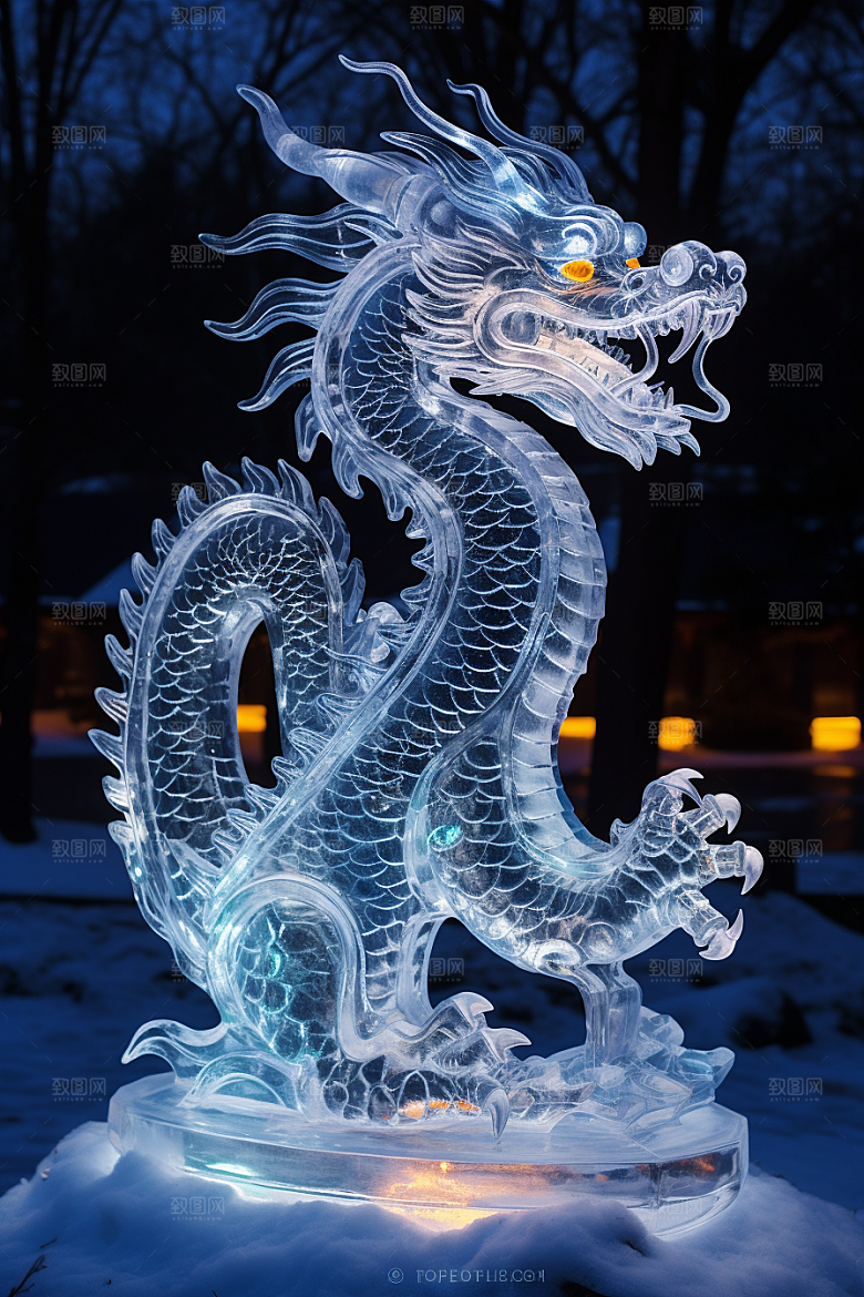 龙年冰雕艺术冰雕东北摄影图