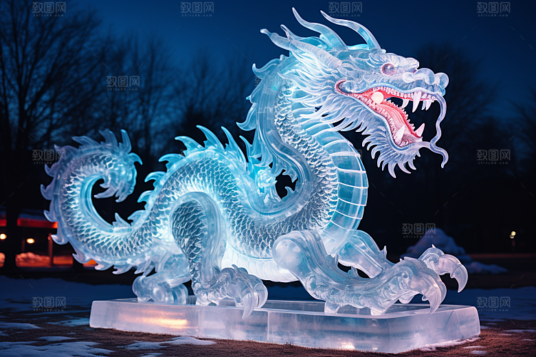 龙年冰雕哈尔滨旅游摄影图