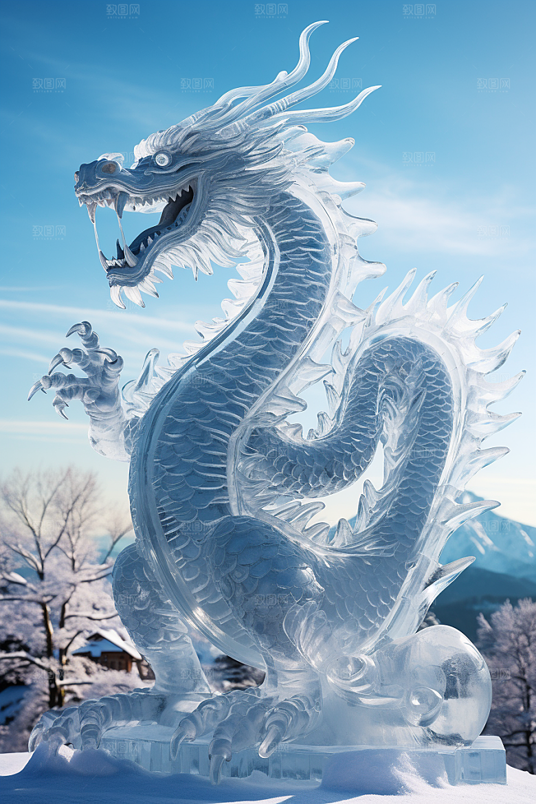 龙年冰雕哈尔滨高清摄影图