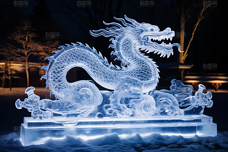 龙年冰雕冰雪大世界哈尔滨摄影图