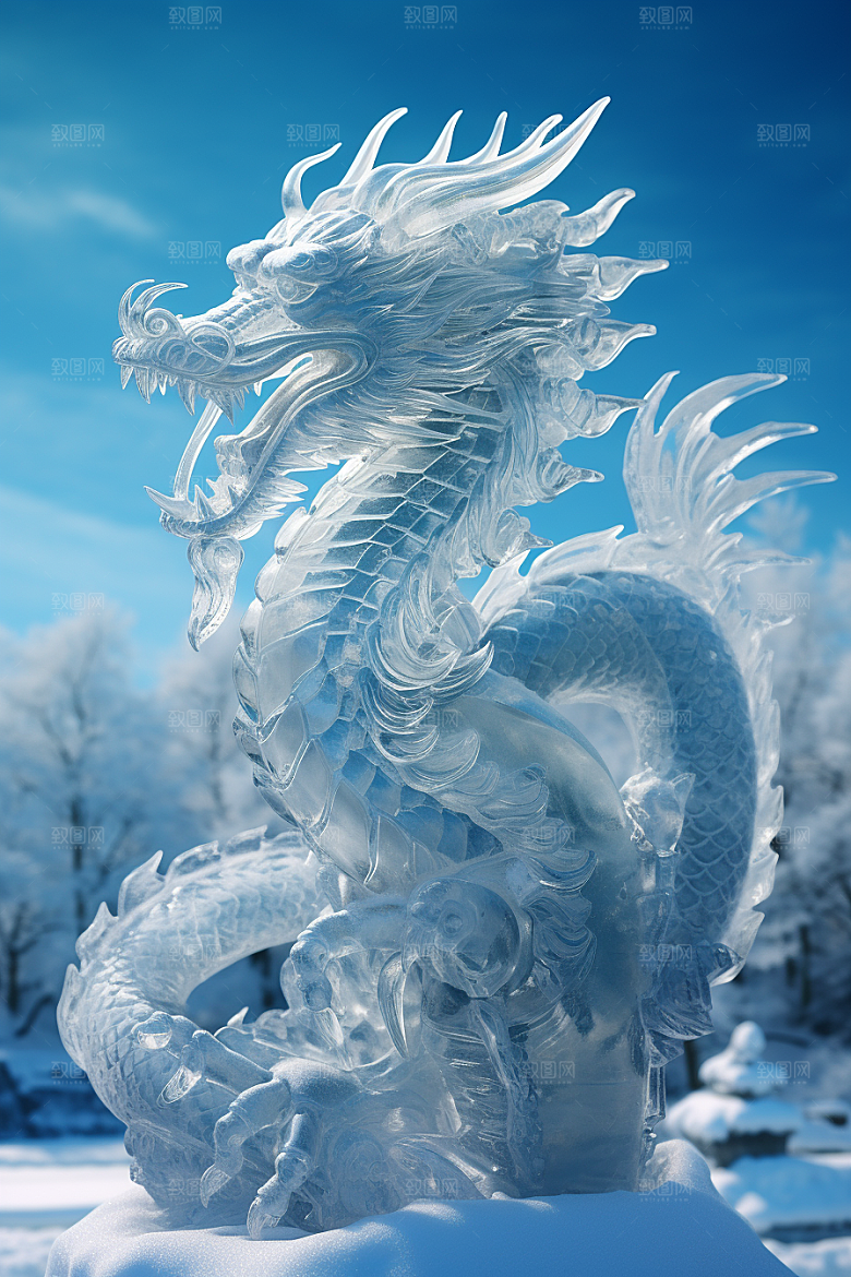 龙年冰雕冰雪雕塑东北摄影图