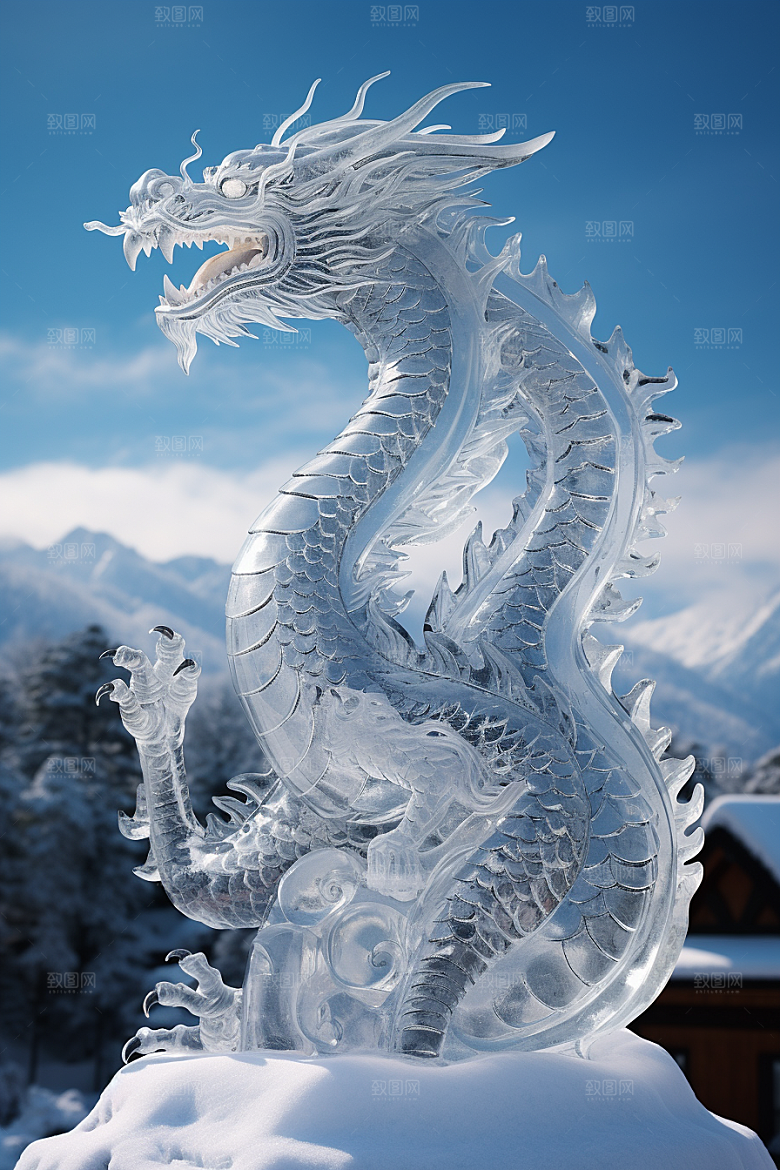 龙年冰雕冰雪雕塑东北摄影图