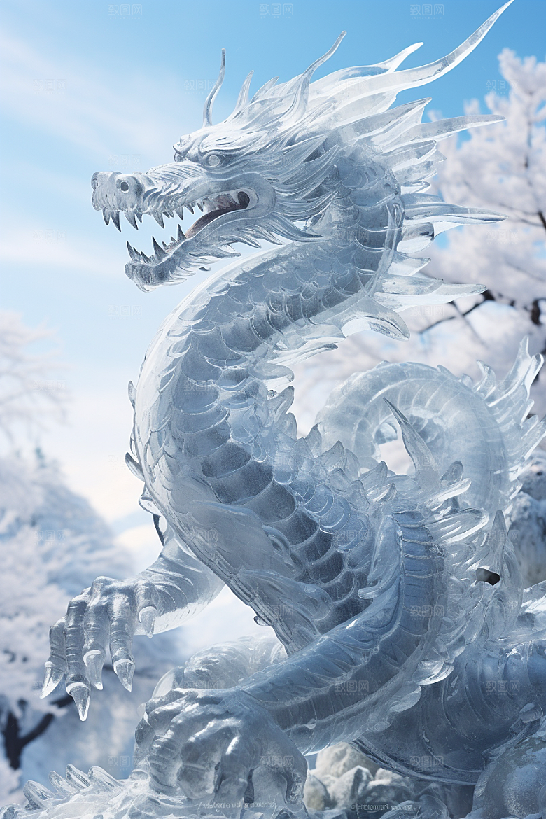 龙年冰雕冰雪雕塑艺术冰雕摄影图