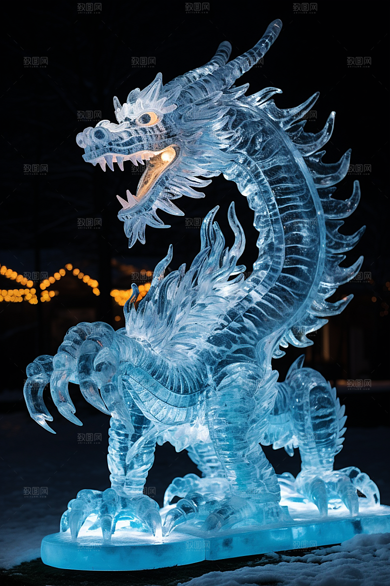 龙年冰雕艺术冰雕冰雪雕塑摄影图