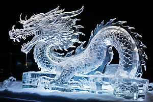 龙年冰雕高清哈尔滨摄影图
