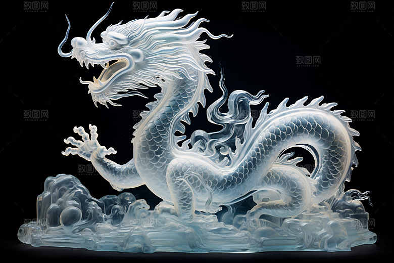 龙年冰雕哈尔滨高清摄影图