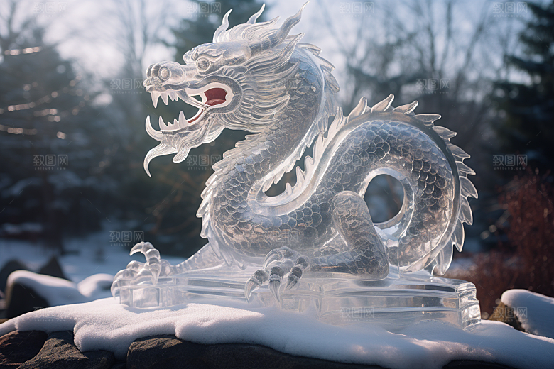 龙年冰雕冰雪雕塑冰雪大世界摄影图