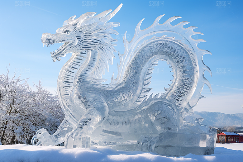 龙年冰雕冰雪大世界高清摄影图