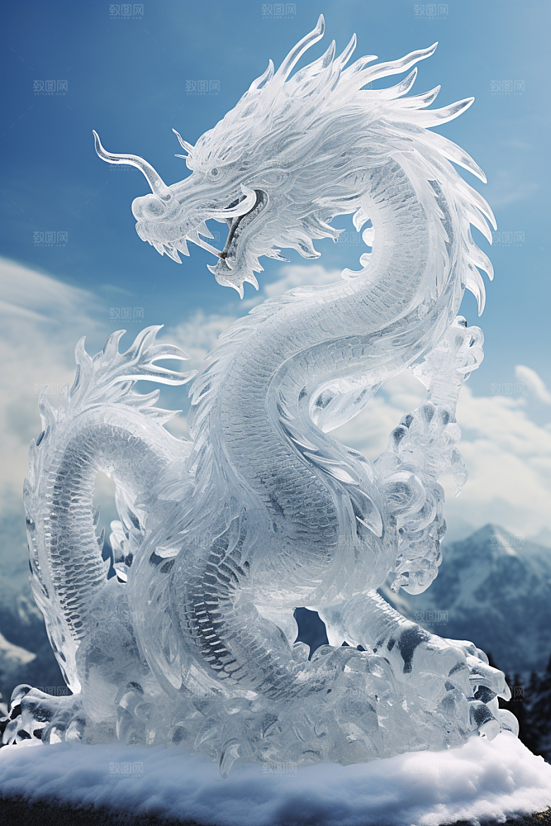 龙年冰雕旅游冰雪大世界摄影图
