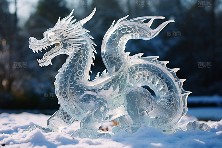 龙年冰雕冰雪雕塑冰雪大世界摄影图