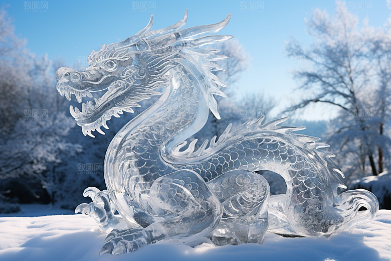 龙年冰雕旅游冰雪大世界摄影图