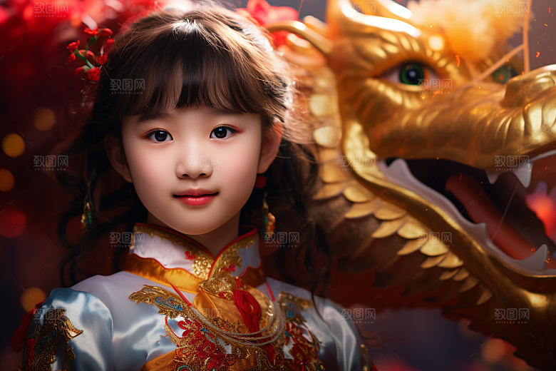 龙年儿童本命年龙宝宝摄影图