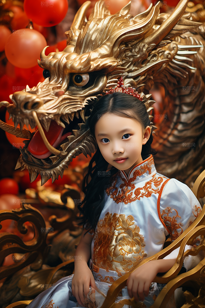 龙年儿童肖像龙宝宝摄影图