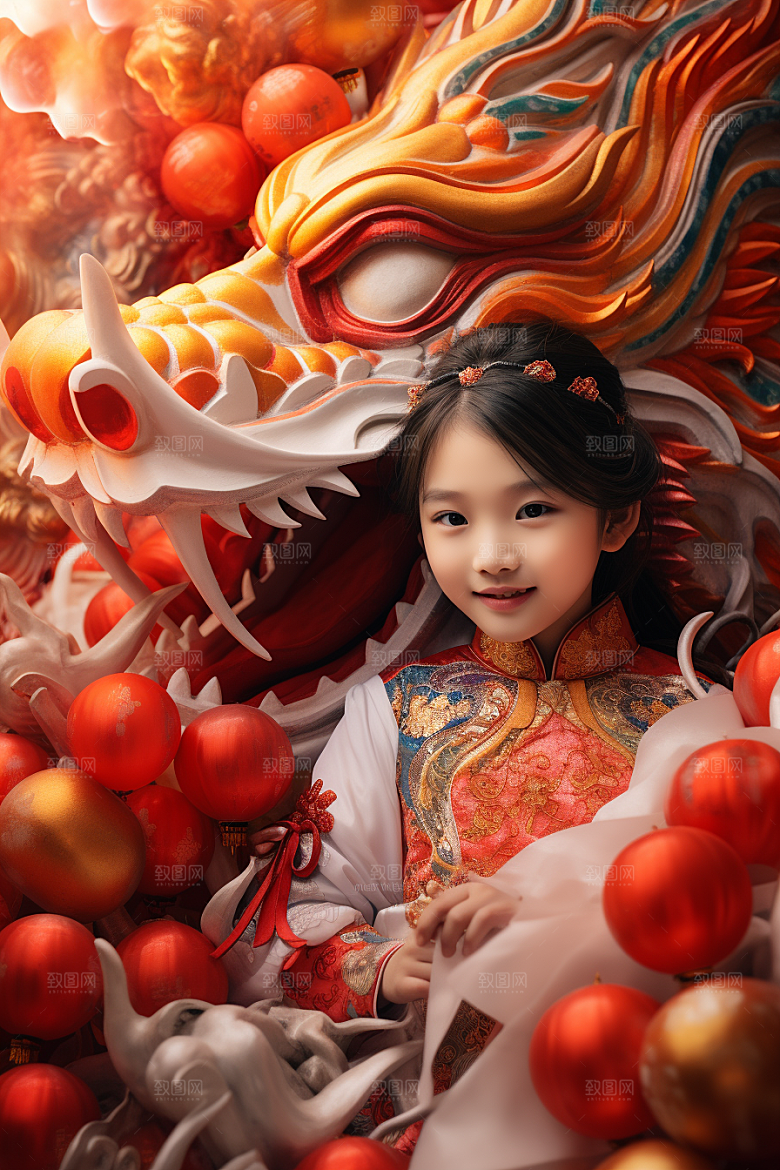 龙年儿童本命年龙宝宝摄影图