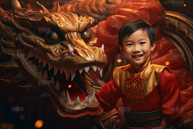 龙年儿童人物生日摄影图