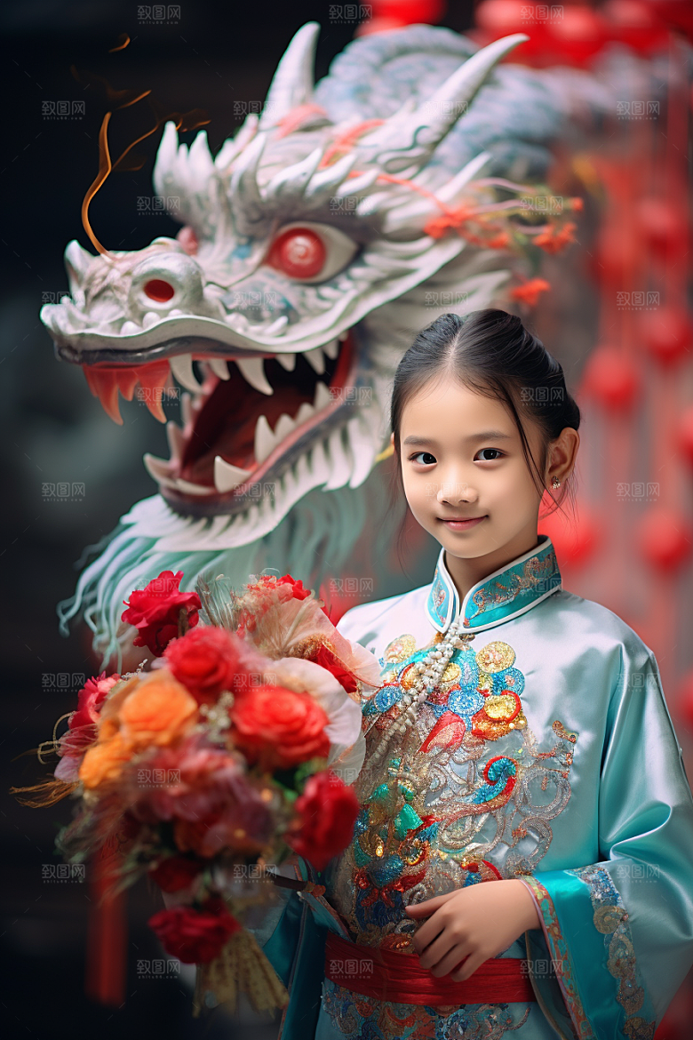 龙年儿童肖像生日摄影图