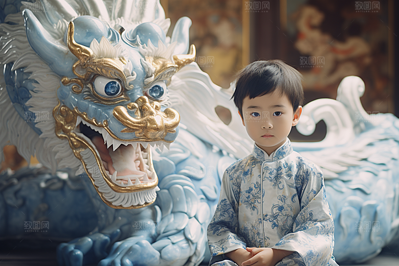 龙年儿童肖像人物摄影图
