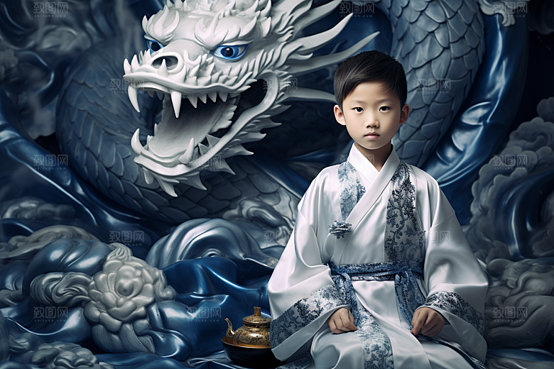 龙年儿童生日肖像摄影图