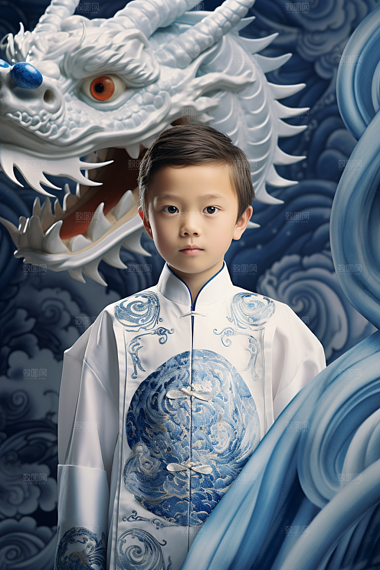 龙年儿童肖像龙宝宝摄影图