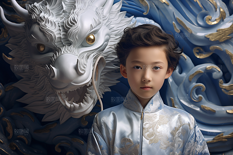 龙年儿童肖像肖像摄影图