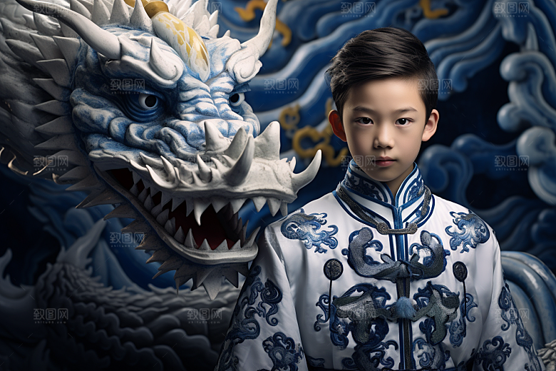 龙年儿童生日人物摄影图