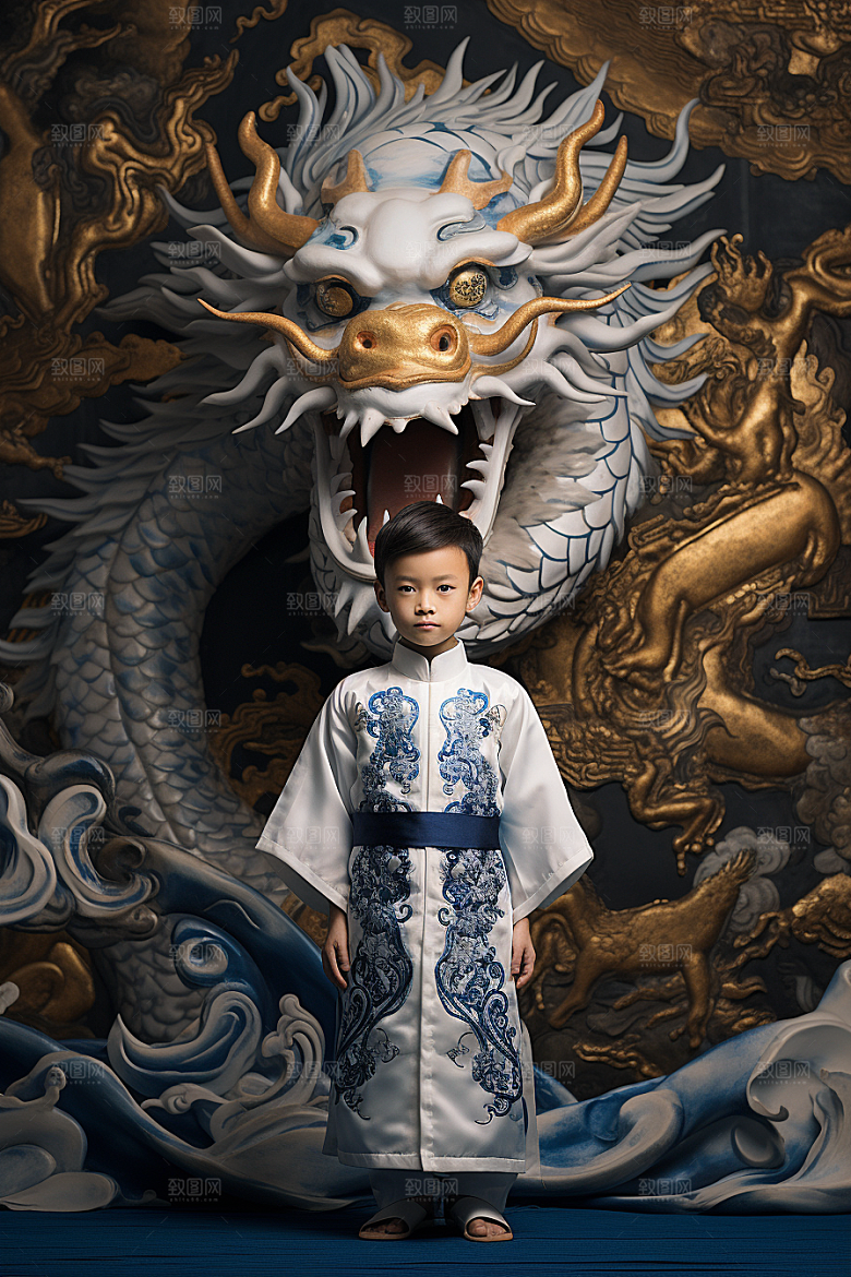 龙年儿童生日肖像摄影图