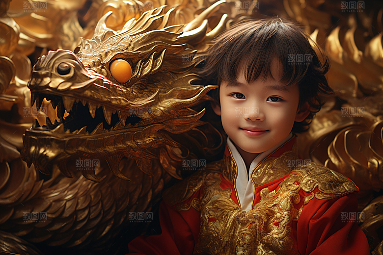 龙年儿童肖像肖像摄影图