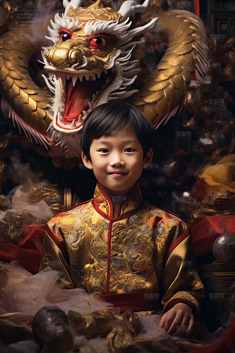 龙年儿童生日本命年摄影图